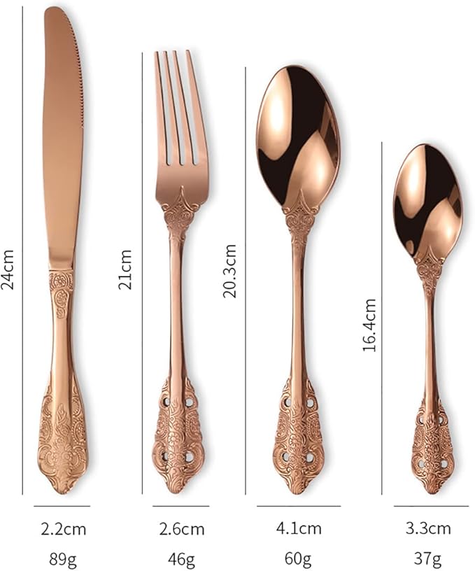 Vintage Gold Silverware Flatware Set for 10, European Classic Style 40 Pieces Stainless Steel Tableware Cutlery Set,Fine Kitchen Utensils for Wedding Restaurant Hotel Christmas