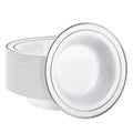 Goodluck 50 Pack Plastic Bowls with Silver Rim, 12oz Disposable Soup Bowls for Weddings, Parties, Dinners, Catering, and Everyday Use