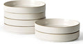 famiware Star 7.5" Pasta Bowls Set, Salad Bowl Set of 6, Double Reactive Glaze, Stackable, Perfect for Your Friend for Housewarming, Thanksgiving, Christmas, White