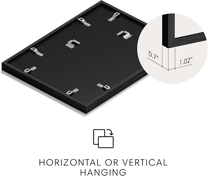 Haus and Hues 12x12 Picture Frame with Real Glass and Black American Oak Matted to 8x8 - Oak 12x12 Frame With Mat - Includes Vertical & Horizontal Hang - Ideal for Home, Room, Office (12x12 in, Black)