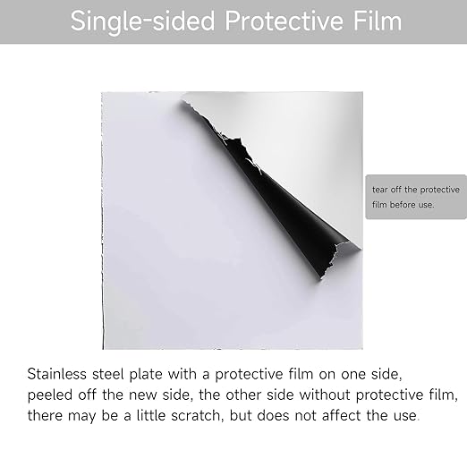 304 Stainless Steel Sheet - 2PCS 12" X 8" X 1/32" Thin Stainless Steel Plate 1/32 Inch Thickness with Protective Film Metal Sheets Shim Stock for Kitchen DIY Crafting (305 x 203 x 0.76 mm)