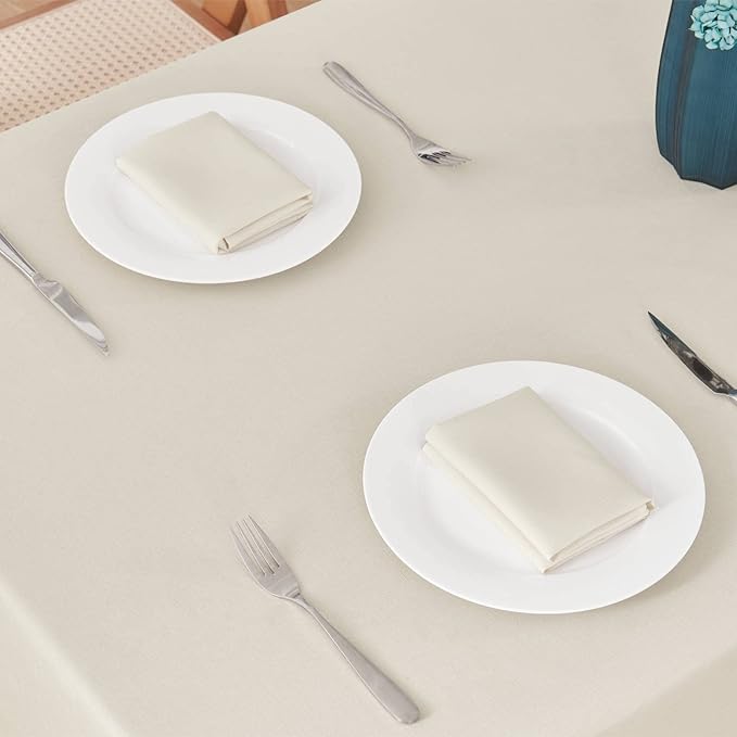 Rectangle 4 Feet Tablecloth 60x84 inch Linen Textured Table Cloth Stain and Wrinkle Resistant Washable Polyester, Decorative Table Cover Waterproof for Dining, Buffet and Camping, Beige