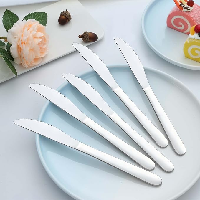 36-Piece Butter Knives, Dinner Knife Set (9 Inches), Food Grade Stainless Steel Table Knife, Knives Silverware for Home/Restaurant/Kitchen, Dishwasher Safe & Mirror Polished