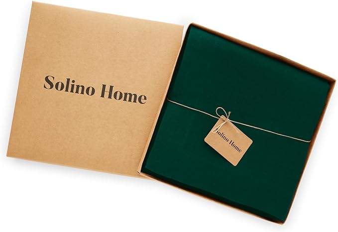 Solino Home Green Linen Tablecloth 70 x 132 Inch - 100% Pure Linen Table Cloth for Rectangle Tables - Sonoma, Machine Washable Tablecloth for Winter, St Patricks Day