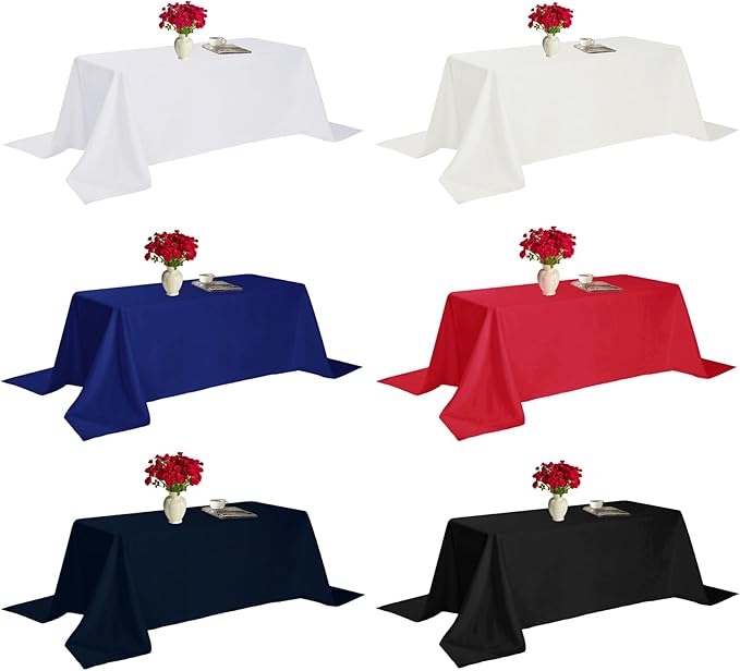 Fokitut 6 Pack Rectangle Tablecloth, 60x102 Inch, Stain Resistant and Wrinkle Polyester Table Cloth, Fabric Table Cover for Kitchen Dining, Wedding, Party, Holiday Dinner-Ivory