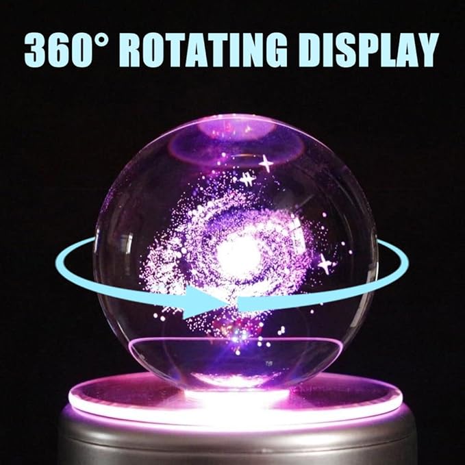 Watris Veiyi 4" LED Colorful Rotating Display Base, 2 PCS Light Rotating Crystal Display Base, Display Base Stand Turner for Crystals Glass Art and Cup (2)