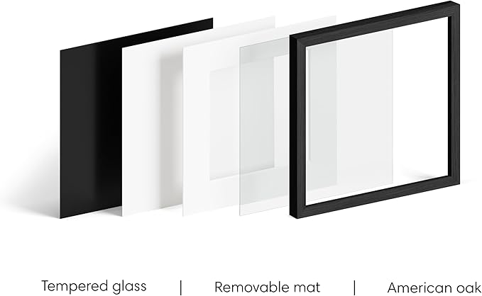 Haus and Hues 20x20 Picture Frame with Real Glass & Black American Oak Matted to 16x16 - Oak 20x20 Frame With Mat - Includes Vertical & Horizontal Hang - Ideal for Home, Room, Office (20x20 in, Black)