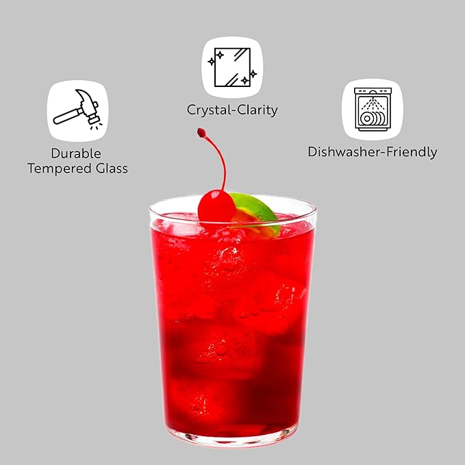 Restaurantware Sumi 17.3 Ounce Highball Glasses Set of 6 Fine-Blown Tom Collins Glasses - Tempered Dishwasher-Safe Glassware Clear Glass Tall Bar Glasses Serve Water Juices Cocktails Or Beers