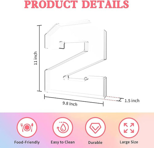11" Acrylic Number Charcuterie Tray, Fillable Number Charcuterie Box for Food, Reusable Serving Cake Candy Dish Display Tray for Birthday Anniversary Party Decoration (Square Number 2)