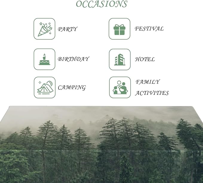 60x84 Inch Nature Scenery Rectangular Tablecloth Foggy Wild Forest Mysterious Secret Realm Table Cloth Waterproof Durable Table Cover for Home Game Room Banquet Picnic Outdoor BBQ Decor