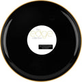 PLASTICPRO [30 pack 6.3 Plastic Party Plates Edge Collection Premium heavyweight Elegant Disposable Tableware Dishes (Black With Gold Rim