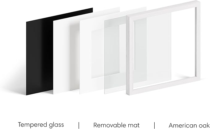 Haus and Hues 10x10 Picture Frame with Real Glass and White American Oak Matted to 5x5 - Oak 10x10 Frame With Mat - Includes Vertical & Horizontal Hang - Ideal for Home, Room, Office (10x10 in, White)