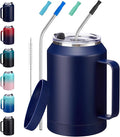 32 oz Mug Tumbler with Handle and Straw - Large Stainless Steel Coffee Cup with 2-in-1 Lid, Insulated Water Bottle Flask Jug, Metal Thermal Cup Keep Cold 36 hrs, Leakproof Proof BPA-Free