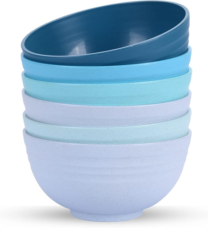 Homestockplus 【Set of 6】 Unbreakable Soup Bowls, 34 Ounces Big Bowls Microwave and Dishwasher Safe BPA-Free Bowl for Cereal, Salad, Soup, Ramen,Oatmeal Apply to Kitchen, Dishwasher & Microwave Safe