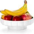 Nucookery Ceramic Petal Fruit Bowl for Kitchen Counter, 11 Inch Modern Decorative Bowl, Elegant Fruit & Vegetable Storage Container, Large Bread Basket, White