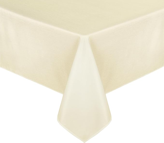 JIUZHEN Faux Linen Farmhouse Tablecloth Rectangular, Wrinkle Stain Resistant Table Cloth Rectangle Table Cover for Kitchen Dining, Champagne, 70 x 140 Inch