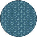 Round Edge Closing Tablecloth, Nautical Elastic Edged Tablecloth, Anchors Maritime Theme Decor, Fit Round Tables 56inch Diameter, for Dining Room/Party/Banquet Decoration, Petrol Blue Beige
