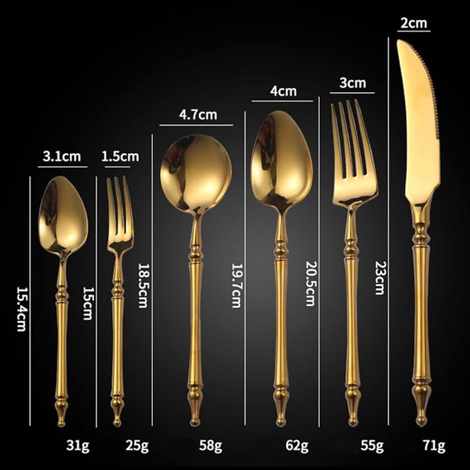 Gold Silverware Set for 14 Premium 18/10 Stainless Steel Flatware Set 56 Piece Include Knives Forks and Spoons Cutlery Utensils Light Luxury Vintage Style for Home Kitchen Christmas Restaurant