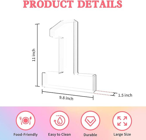 11" Acrylic Number Charcuterie Tray, Fillable Number Charcuterie Box for Food, Reusable Serving Cake Candy Dish Display Tray for Birthday Anniversary Party Decoration (Square Number 1)