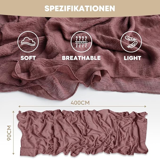 Artoid Mode Boho Cheesecloth Gauze Dusty Rose Wedding Table Runner, 160 Inch Seasonal Fabric Kitchen Dining Holiday Table Decor for Home Party Indoor