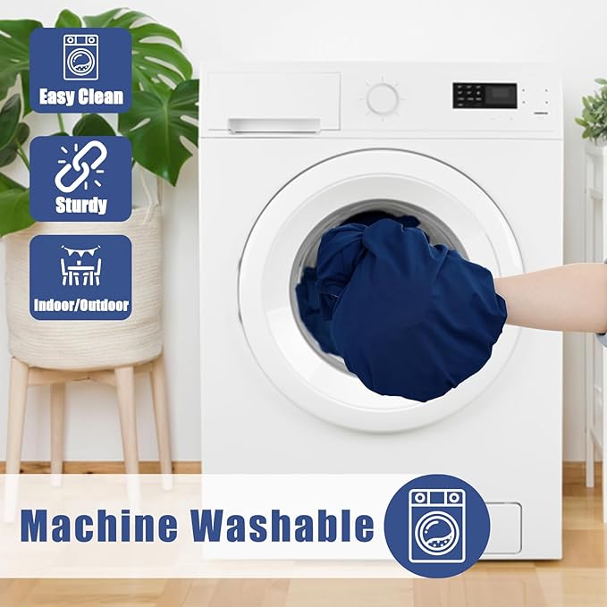 Round Spandex Tablecloth 2 Pack, Elastic Fitted Waterproof Tablecloths for 25"-30" Tables, Stretch Washable Picnic Table Cover for Camping, Dining, Indoor and Outdoor, Navy