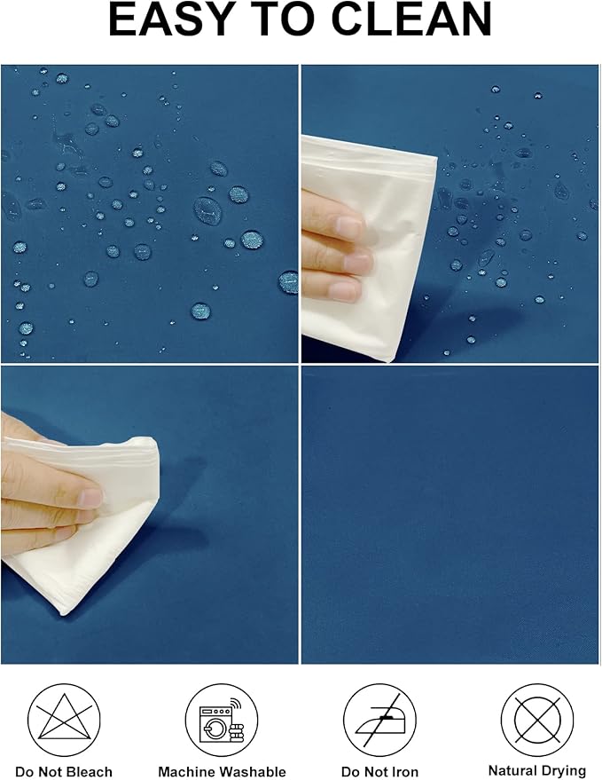 Fokitut 2 Pack Waterproof Rectangle Tablecloth, 90x132 Inch,Stain Resistant and Wrinkle Polyester Table Cloth, Fabric Table Cover for Kitchen Dining, Wedding, Party, Holiday Dinner-Mediterranean Blue