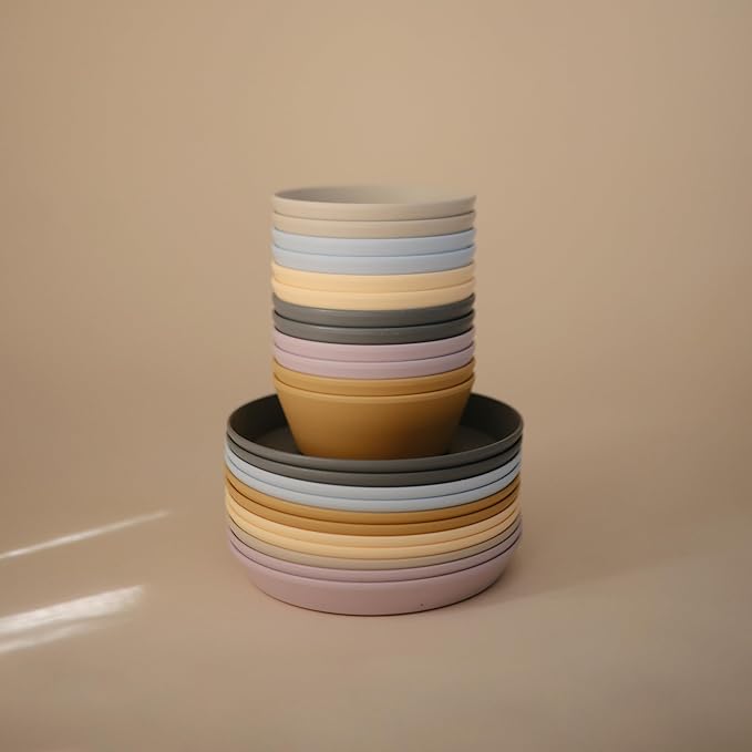 mushie Round Dinnerware Bowls for Kids | Made in Denmark, Set of 2 (Smoke)
