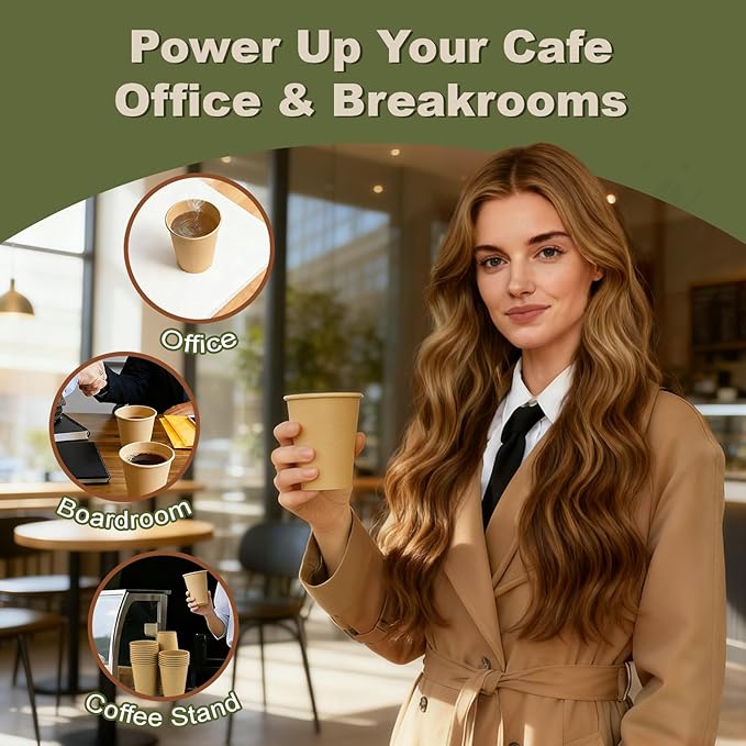 3 oz 300 Pack Disposable Coffee Cups, Bulk Brown Disposable Paper Cups, Coffee Cups for Hot Tea, Chocolate and Cold Drinks