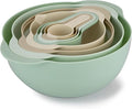COOK WITH COLOR Nesting Bowls with Measuring Cups Colander and Sifter Set - Includes Mixing Bowls, Colander, Sifter and Measuring Cups, Mint, 8 Pc Bowl