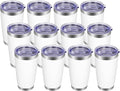 VEGOND 20oz Tumbler with Lid and Straw Stainless Steel Tumbler Cup Bulk Vacuum Insulated Double Wall Travel Coffee Mug Powder Coated Coffee Cup(White 12 Pack
