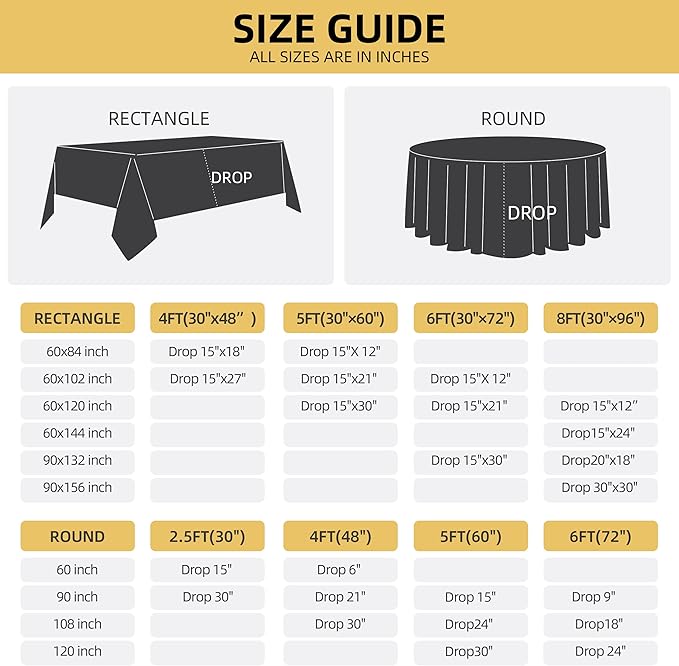 6-Pack Round 90-inch Grey Table Cloths, Solid Stain and Wrinkle Resistant Circular Tablecloth, Premium Plain Weave Polyester Fabric Table Linen Covers for Hotel, Banquet