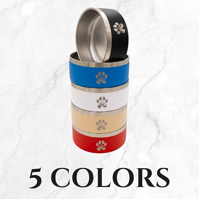 Stainless Steel Dog Bowl for Small-Large Dogs | Double Wall Insulated, Non-Slip Base Heavy Duty Water and Food Bowls for Dogs & Cats | Pet Safe BPA Free & Dishwasher Safe | 64 Oz - Khaki