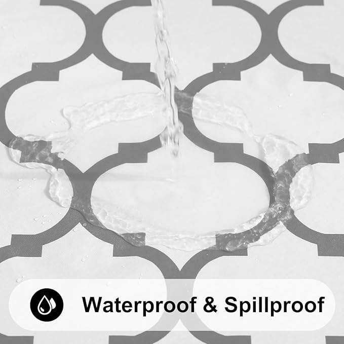 Smiry Rectangle Table Cloth, Waterproof Vinyl Tablecloth with Flannel Backing for Rectangle Tables, Wipeable Spillproof Plastic Tablecloths for Dining, Camping, Indoor and Outdoor (54"x120", White)