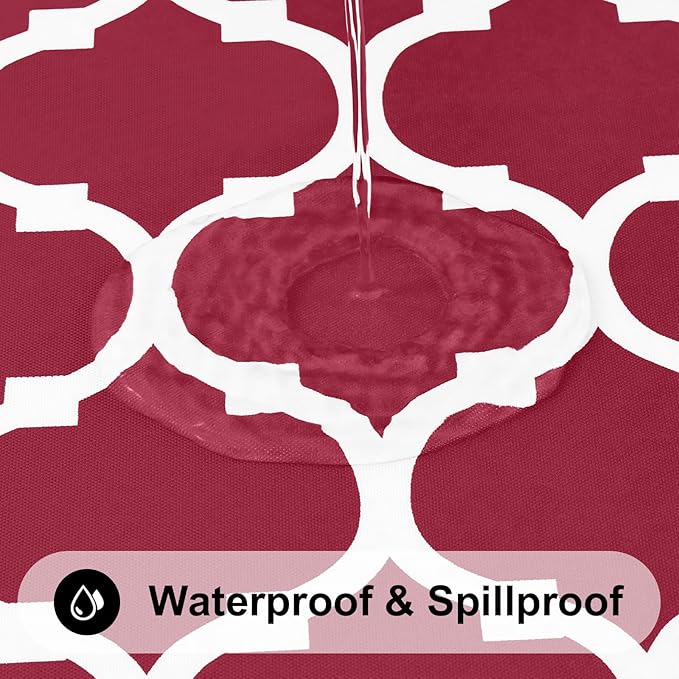 Smiry Rectangle Table Cloth, Waterproof Vinyl Tablecloth with Flannel Backing for Rectangle Tables, Wipeable Spillproof Plastic Tablecloths for Dining, Camping, Indoor and Outdoor (60"x120", Burgundy)