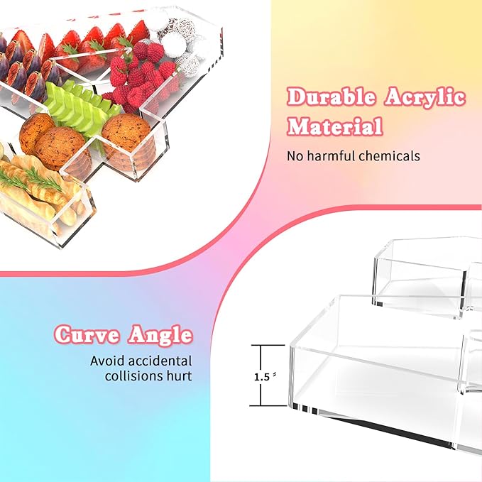 11" Acrylic Number Charcuterie Tray, Fillable Number Charcuterie Box for Food, Reusable Serving Cake Candy Dish Display Tray for Birthday Anniversary Party Decoration (Square Number 1)