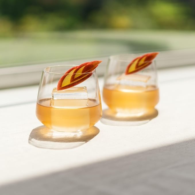 NUDE Whiskey Glasses Set of 4 – Mirage 13 oz Lead-Free Crystal Rocks Glasses for Whisky, Scotch & Bourbon – Tapered Rim, Dishwasher Safe, Modern Bar Tumblers Luxury Gift Set