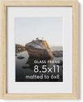 HAUS AND HUES 8.5x11 Picture Frame with Real Glass & American Oak Matted to 6x8-8.5 by 11 Picture Frame Wood - Includes Vertical & Horizontal Hang - Ideal for Home, Office (8.5x11 in, Natural)