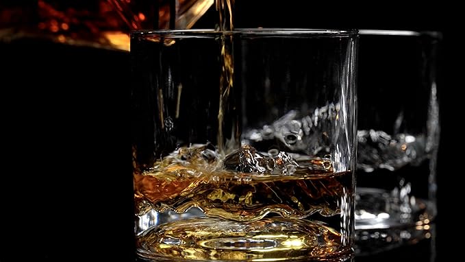 LIITON Mount Rainier Heavy Crystal Whiskey Glasses Gift Set of 2, Thick Freezable Bourbon Glass 1lb Each, Premium Whiskey Gifts for Men, Frozen Crystal Chills Cocktails, 10 oz