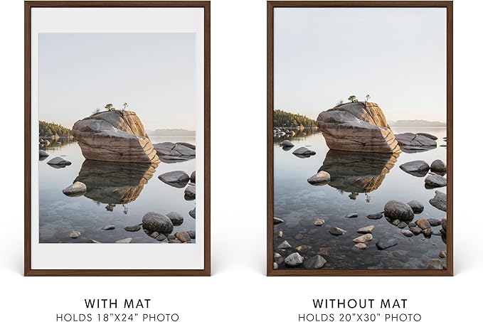 HAUS AND HUES 20x30 Picture Frame with Real Glass & Walnut American Oak Matted to 18x24 - Oak 20x30 Wood Frame - Includes Vertical & Horizontal Hang - Ideal for Home, Room, Office (20x30 in, Walnut)