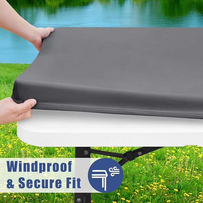 Spandex 5 Foot Rectangle Table Cloth 2 Pack, Elastic Fitted Tablecloths for Picnic, Stretch Washable Patio Table Cover for Outdoor, Camping, Banquet and Parties (Grey, 30"x60")