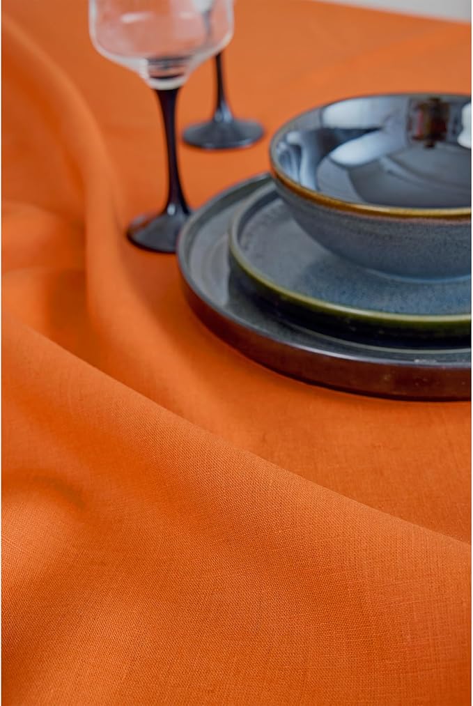 Solino Home Linen Placemats Set of 4 - Persimmon Orange Placemats 14 x 19 Inch - 100% Pure Linen Table Place Mats for Spring, Easter - Fete