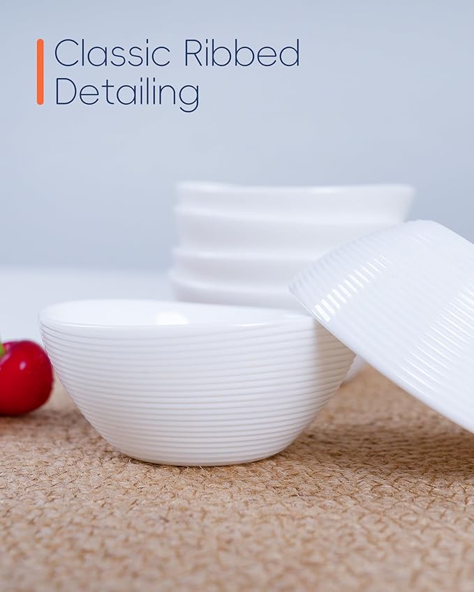 3 OZ White Dipping Bowl Set of 6, Opal Glass Small 3.5 inch Soy Sauce Dish, Mini Serving Pinch Bowls for Condiment Sushi Bread Ketchup BBQ Party