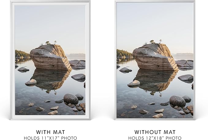 HAUS AND HUES 12x18 Picture Frame with Real Glass & Silver Premium-Grade Metal Matted to 11x17 - Aluminum Glass Picture Frame - Includes Hanging Kit - Ideal for Home, Office (12x18 in, Silver)