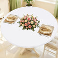Round Spandex Tablecloth, Elastic Fitted Waterproof Tablecloths for 36"-44" Tables, Stretch Washable Picnic Table Cover for Camping, Dining, Indoor and Outdoor, White
