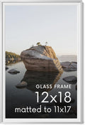HAUS AND HUES 12x18 Picture Frame with Real Glass & Silver Premium-Grade Metal Matted to 11x17 - Aluminum Glass Picture Frame - Includes Hanging Kit - Ideal for Home, Office (12x18 in, Silver)