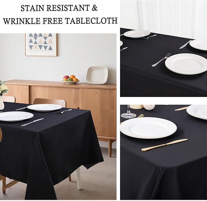 8 Pack Black Tablecloth 90 x 156 Inch Rectangular Table Cloth for 8 Foot Rectangle Tables, Wrinkle Resistant Washable Polyester Fabric Table Covers for Wedding Party Banquet Buffet and Camping