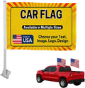 Custom Car Flag by DreamController - Personalized Flag with Your Photo, Text or Logo – Durable, Fade-Resistant, Weatherproof Window Flag for Cars, Parades, Sports & Outdoor Events - 12x17
