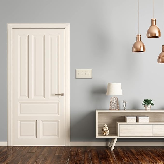 Henne Bery Sunken Pearls Heavy Duty Decorative Wall Plate Switch Plate Outlet Cover (Quad Toggle, Light Almond)