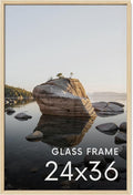 HAUS AND HUES 24x36 Picture Frame with Real Glass & Natural American Oak - 24x36 Frame Beige - Includes Vertical & Horizontal Hang - Ideal for Home, Room, Office (24x36 in, Natural)