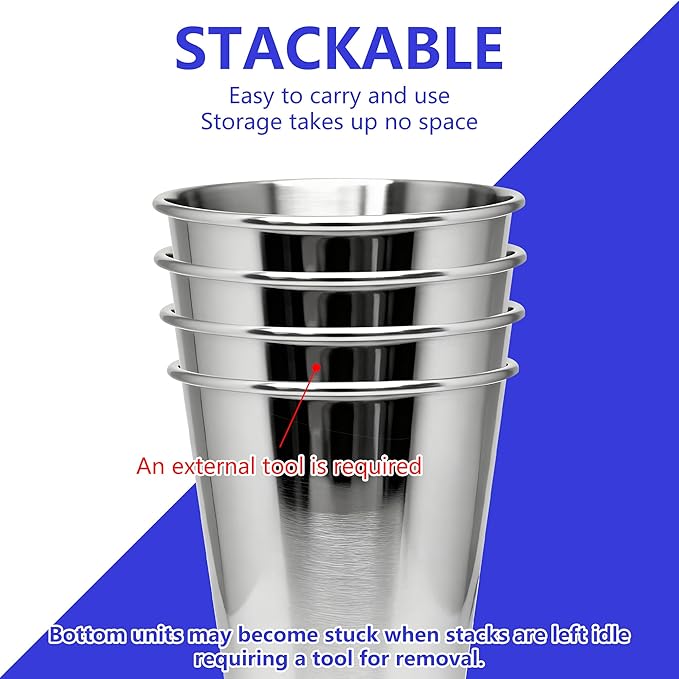 20PCS 20-OZ Tainless Steel Cups,Metal Cups, Stainless Steel Pint CupsStackable Unbreakable Drinking Glasses for Party, BBQ Camping, (60)